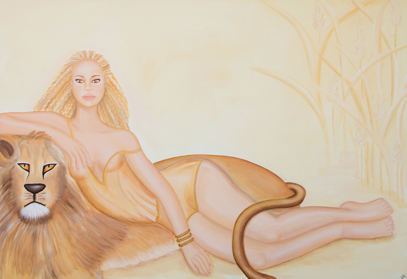 Poetische Malerei Frau Löwe Laurette Ariane Laurette-art