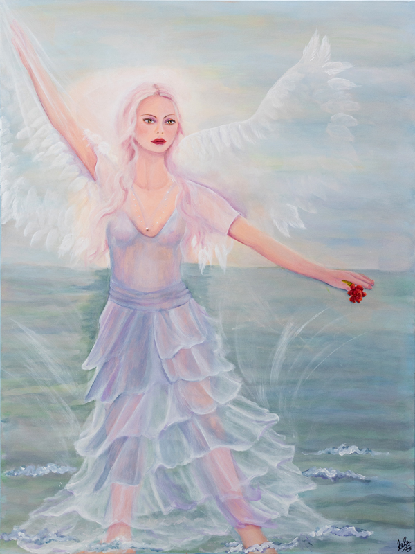 Spirituelle  Kunst Malerei Acryl Engel Rose Laurette Ariane Laurette-art